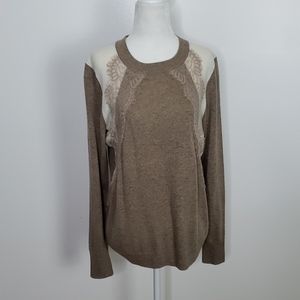 J. Crew Colorblock Lace Panel Woolblend Sweater